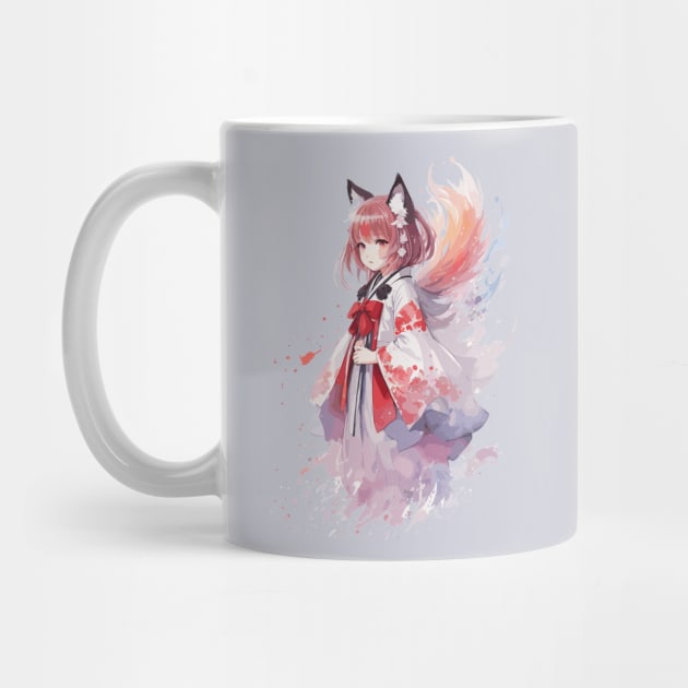 Kawaii baby in Kitsune fox kimono by CatCoconut-Art